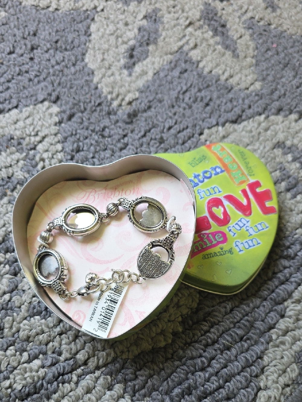 Brighton Silver Tone Heart Locket Charm Bracelet